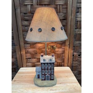 Charming Cottage Table Lamp with Buttoned Burlap Shade